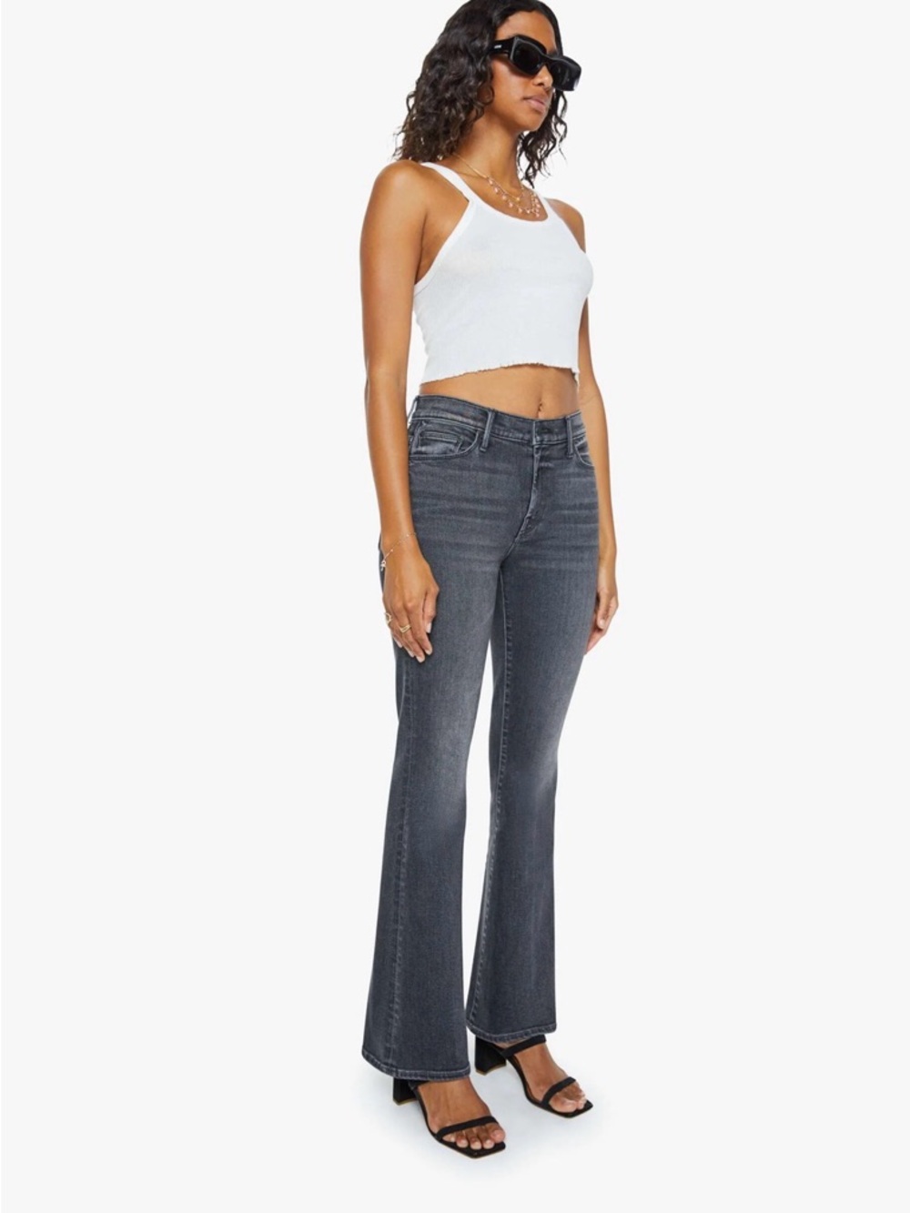 MOTHER Black Flare Weekender Jeans 26